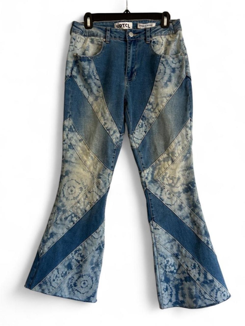 PCTL Women's Patchwork Blue Flared Jeans